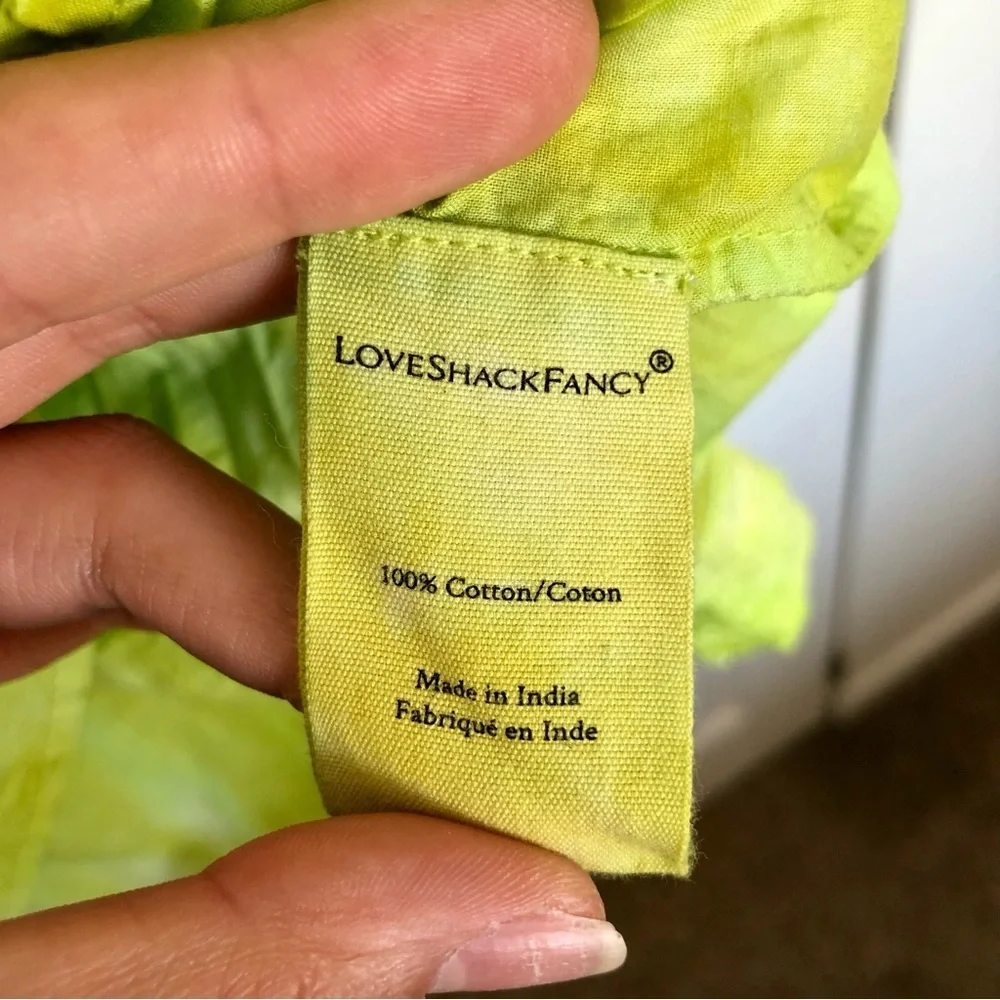 LOVESHACKFANCY LIMITED EDITION Green Gwen Ruffle Mini Dress Size L - Picture 10 of 13